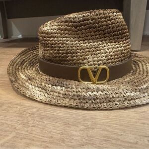Valentino Gold-Accented Brown Hat